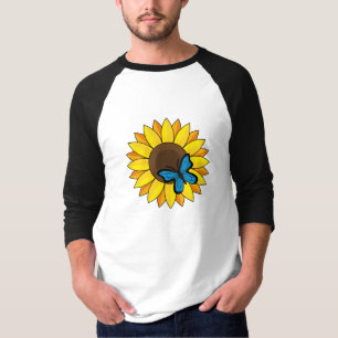 Sonnenblumen und Blauer Schmetterling T-Shirt
