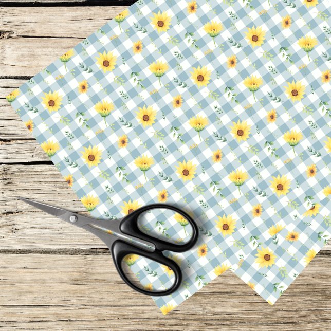 Sonnenblumen und Blaugingham Seidenpapier (Von Creator hochgeladen)