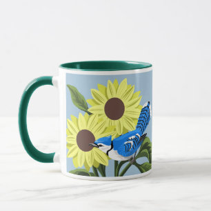 Sonnenblumen und Blauhäher Tasse