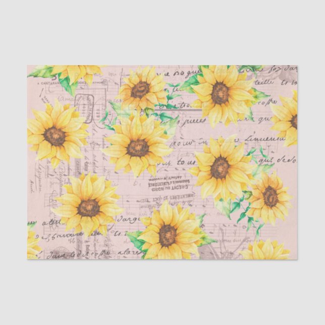 Sonnenblumen und Blumenschrift Seidenpapier (Vorderseite)