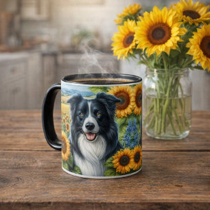 Sonnenblumen und Border Collie Hund Lover Tasse