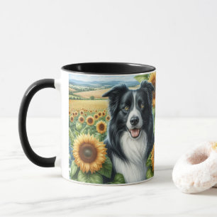 Sonnenblumen- und Border Collie-Hundefreund-Tasse Tasse