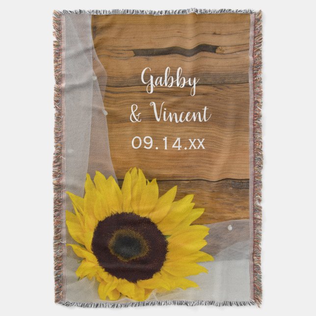 Sonnenblumen und Bridal Veil Country Wedding Keepa Decke (Vorderseite Vertikal)