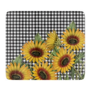 Sonnenblumen und Buffalo Kariert Schneidebrett