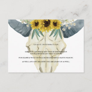 Sonnenblumen und Bull Watercolor Gästebuchsinforma Begleitkarte