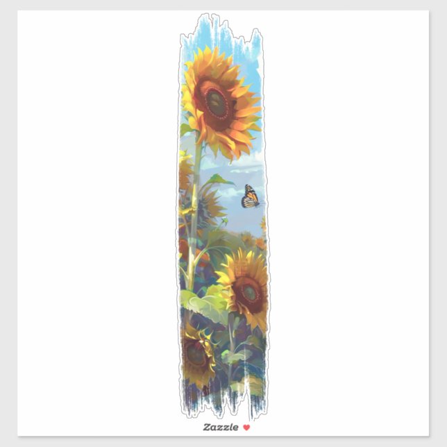 Sonnenblumen und Butterfly Pinselstrich Aufkleber (Blatt)
