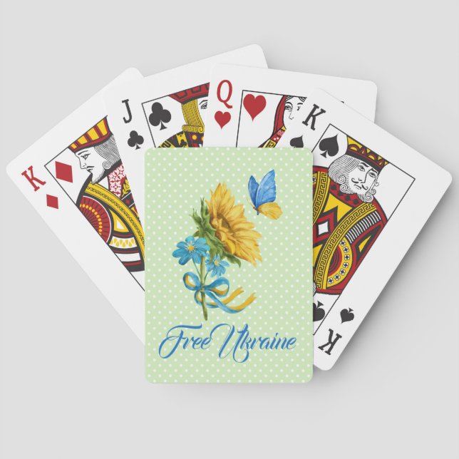 Sonnenblumen und Butterfly Ukraine Unterstützung Spielkarten (Rückseite)