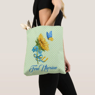 Sonnenblumen und Butterfly Ukraine Unterstützung Tasche