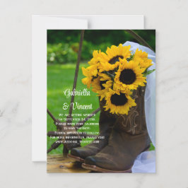 Sonnenblumen und Cowboystiefel heiraten das Datum Magneteinladung