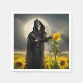Sonnenblumen und der grimmige Sensenmann Serviette
