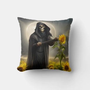 Sonnenblumen und der Sensenmann Kissen