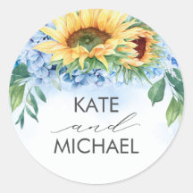 Sonnenblumen und Dusty Blue Hydrangea Blumen Elega