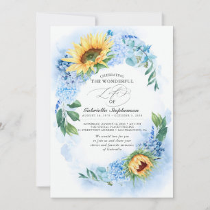 Sonnenblumen und Dusty Blue Hydrangea Blumenbeerdi Einladung