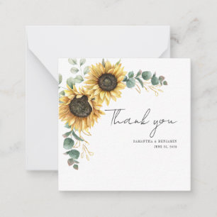Sonnenblumen- und Eukalyptus-Hochzeit Danke Mitteilungskarte