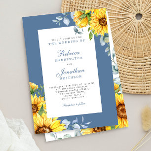 Sonnenblumen und Eukalyptus-Hochzeit Einladung