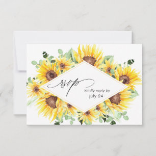 Sonnenblumen und Eukalyptus MOD Floral w Mahlzeit RSVP Karte