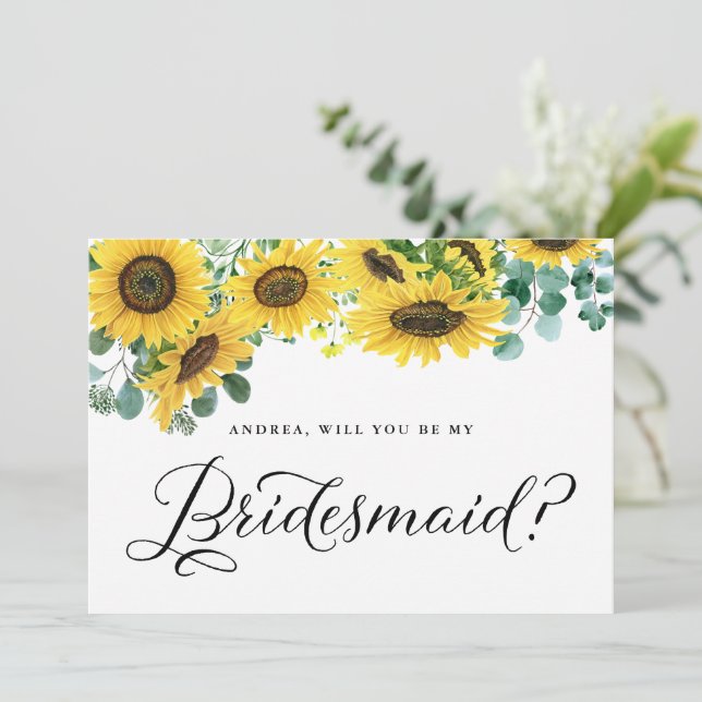 Sonnenblumen und Eukalyptus werden Sie meine Braut (Stehend Vorderseite)