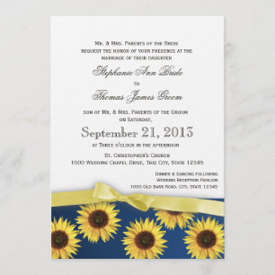 Sonnenblumen und feierliche Hochzeit mit Ribbon Einladung