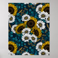 Sonnenblumen und Gänseblumen, Sommergarten 2