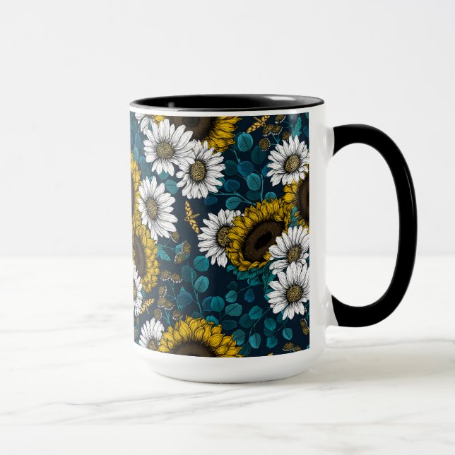 Sonnenblumen und Gänseblumen, Sommergarten 2 Tasse (Rechts)