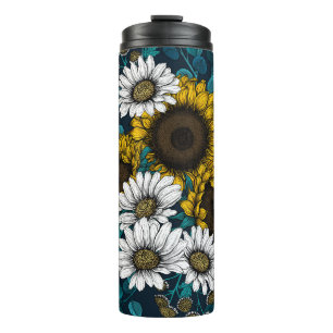 Sonnenblumen und Gänseblumen, Sommergarten 2 Thermosbecher