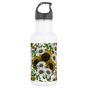 Sonnenblumen und Gänseblumen, Sommergarten 3 Edelstahlflasche