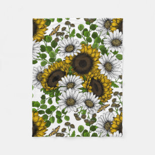 Sonnenblumen und Gänseblumen, Sommergarten 3 Fleecedecke