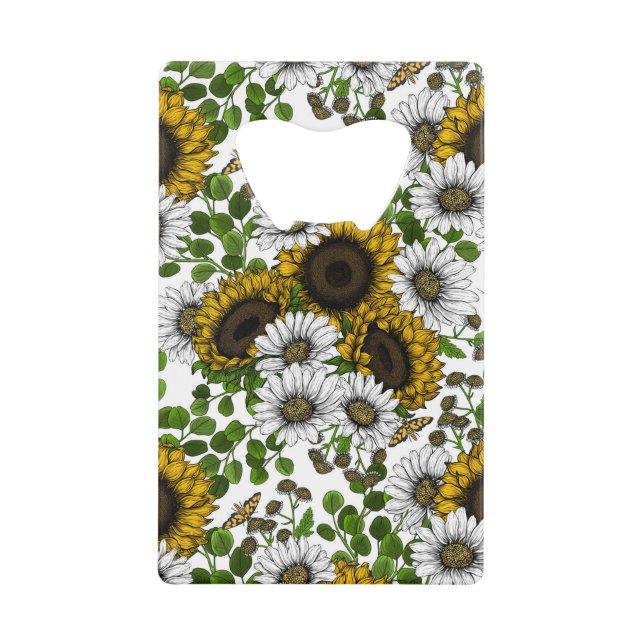 Sonnenblumen und Gänseblumen, Sommergarten 3 Geldbeutel Flaschenöffner (Vorderseite)