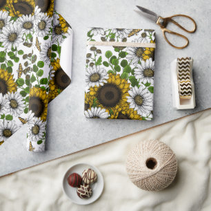 Sonnenblumen und Gänseblumen, Sommergarten 3 Geschenkpapier