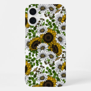 Sonnenblumen und Gänseblumen, Sommergarten 3 iPhone 16 Plus Hülle
