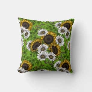 Sonnenblumen und Gänseblumen, Sommergarten Kissen