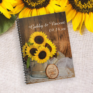 Sonnenblumen und Gartenwasser kann Hochzeit sperre Notizblock