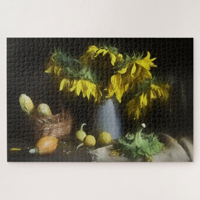 Sonnenblumen und Gemüseernte Alte Meister Farbe (Horizontal)