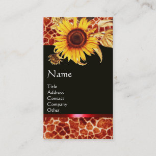 SONNENBLUMEN UND GIRAFFE HAUT ROTES GEMSTONE-MONOG VISITENKARTE