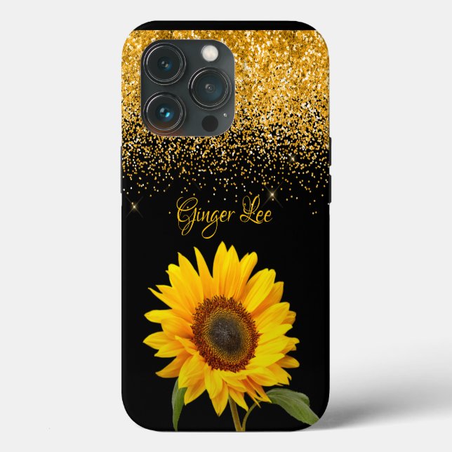 Sonnenblumen und Glitzer mit Namen Case-Mate iPhone Hülle (Rückseite)