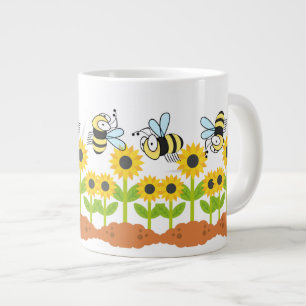 Sonnenblumen und glückliche Bienenwiesen Natur Jumbo-Tasse