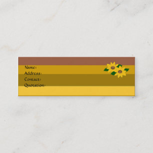 Sonnenblumen und goldene Streifen Mini Visitenkarte