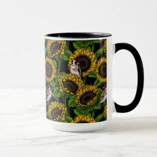 Sonnenblumen und Goldflossen auf schwarz Tasse