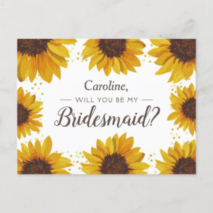 Sonnenblumen und Goldpunkte werden Sie meine Braut Einladungspostkarte