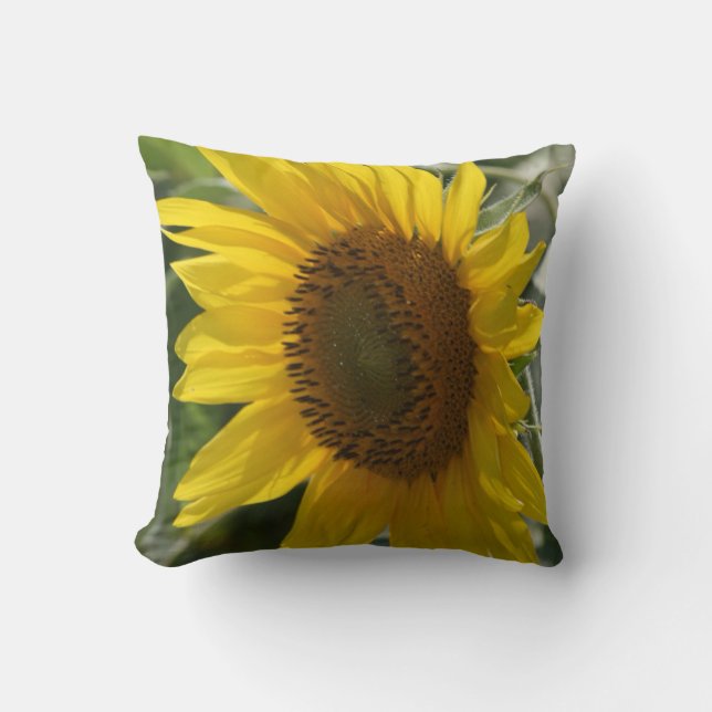 Sonnenblumen und grünes Kariertes Kissen (Vorderseite)