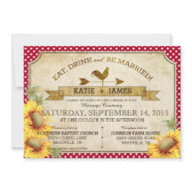 Sonnenblumen und Hahn Picknick Hochzeitseinladung