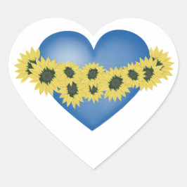 Sonnenblumen und Herz. Liebe und Blume. Herz-Aufkleber