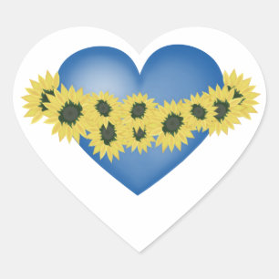 Sonnenblumen und Herz. Liebe und Blume. Herz-Aufkleber