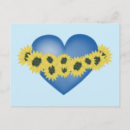 Sonnenblumen und Herz. Unterstützung der Ukraine Postkarte