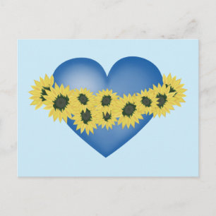 Sonnenblumen und Herz. Unterstützung der Ukraine Postkarte