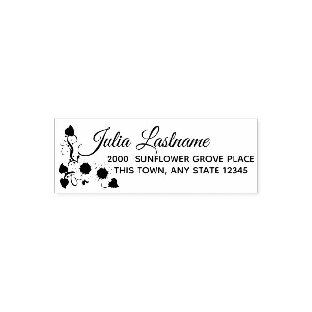 Sonnenblumen und Herzwein Persönliche Adresse Permastempel (Design)