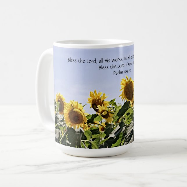 Sonnenblumen und Himmel mit Drehkreuz-Tasse-Cup Kaffeetasse (Vorderseite Links)