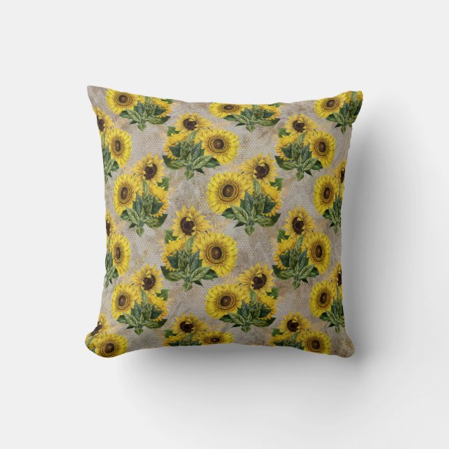 Sonnenblumen und Honigwaben Kissen (Vorderseite)