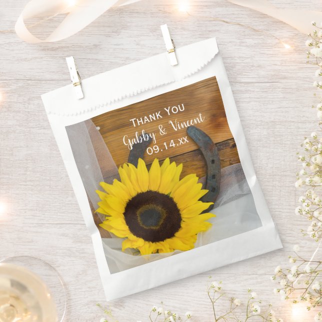 Sonnenblumen und Hufeisen Western Hochzeit Vielen  Geschenktütchen (Ausgeschnitten)