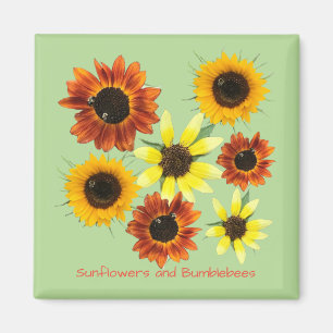 Sonnenblumen und Hummeln Ihre Textmagnete Magnet
